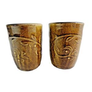 Reba Harmony Belmont Villa Salt Pepper Shakers Embossed Brown Scroll Gift NIB